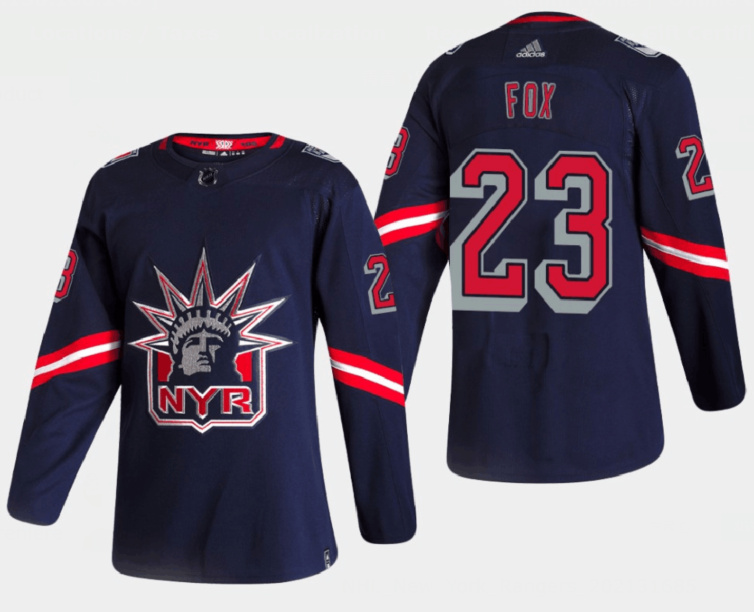 Personalized Men’s New York Rangers #23 Adam Fox 2021 Navy Reverse Retro Stitched Jersey