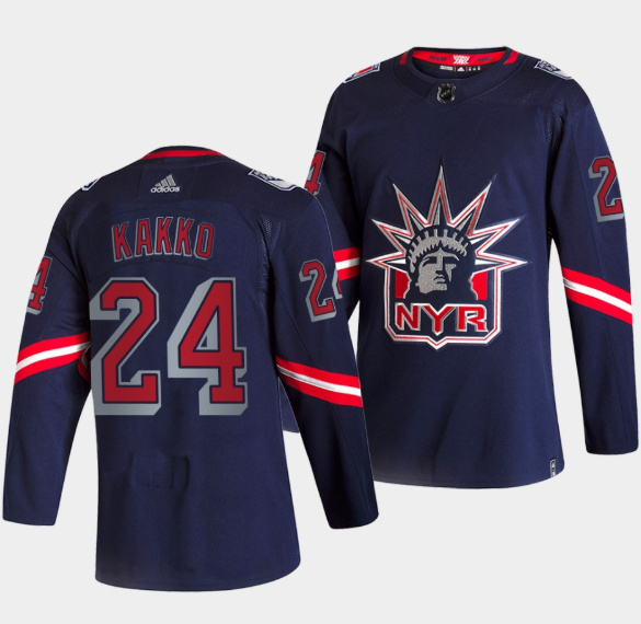 Personalized Men’s New York Rangers #24 Kaapo Kakko 2021 Navy Reverse Retro Stitched Jersey