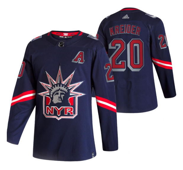 Personalized Men’s New York Rangers #20 Chris Kreider 2021 Navy Reverse Retro Stitched JerseyS