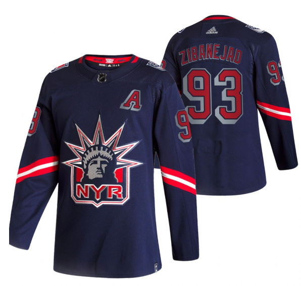 Personalized Men’s New York Rangers #93 Mika Zibanejad 2021 Navy Reverse Retro Stitched Jersey