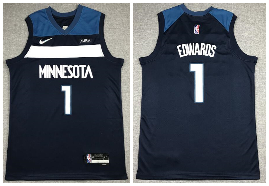 Personalized Timberwolves 1 Anthony Edwards Navy Diamond 75th Anniversary City Edition Swingman Jersey