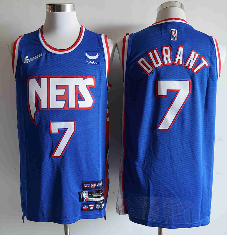 Personalized Nets 7 Kevin Durant Blue Diamond 75th Anniversary City Edition Swingman Jersey