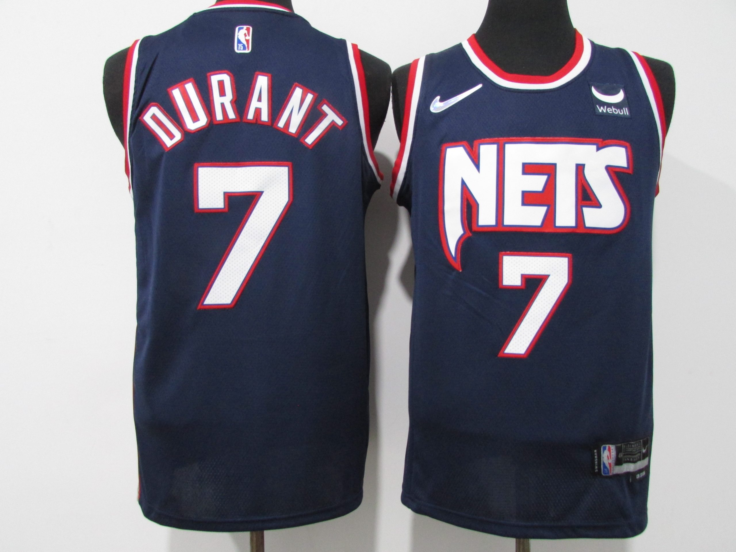 Personalized Nets 7 Kevin Durant Navy Diamond 75th Anniversary City Edition Swingman Jersey