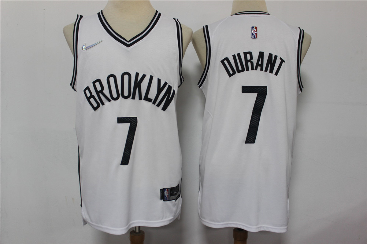 Personalized Nets 7 Kevin Durant White Diamond 75th Anniversary City Edition Swingman Jersey