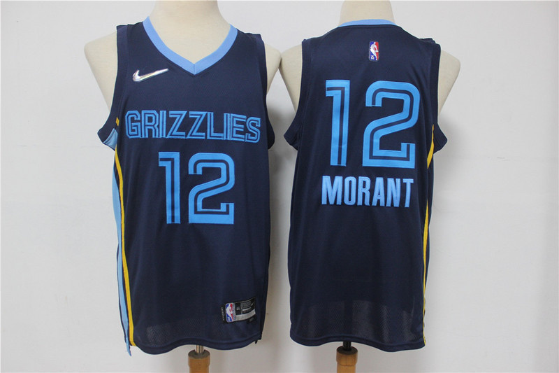 Personalized Grizzlies 12 Ja Morant Navy Diamond 75th Anniversary City Edition Swingman Jersey