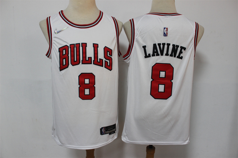 Personalized Bulls 8 Zach Lavine White Diamond 75th Anniversary Swingman Jersey