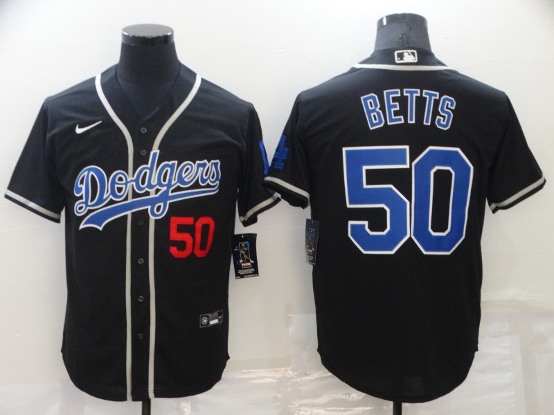 Personalized Men’s Los Angeles Dodgers #50 Mookie Betts Black Cool Base Stitched Baseball Jersey
