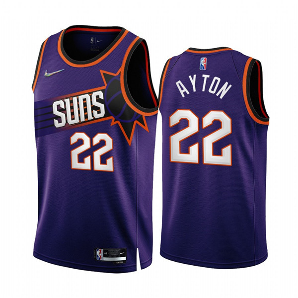 Personalized Men’s Phoenix Suns #22 Deandre Ayton 2022 23 Purple 75th Anniversary Icon Edition Stitched Jersey