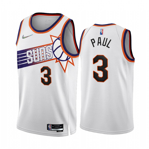 Personalized Men’s Phoenix Suns #3 Chris Paul 2022 23 White 75th Anniversary Association Edition Stitched Jersey