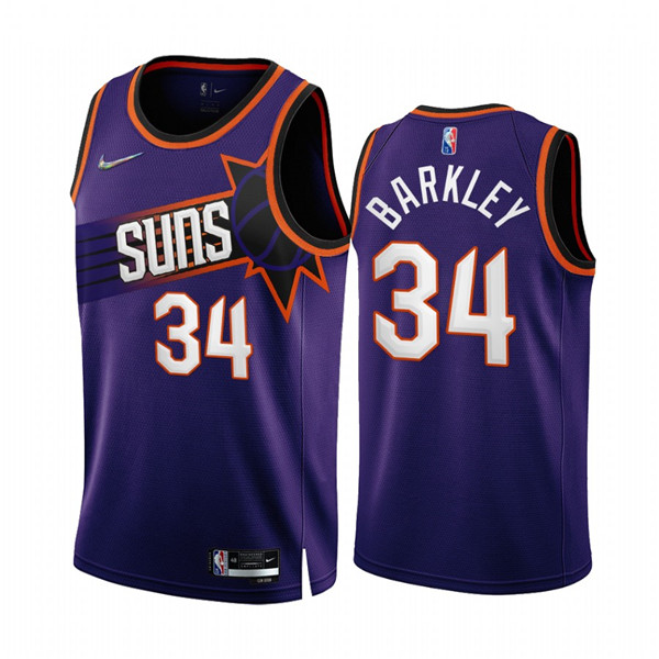 Personalized Men’s Phoenix Suns #34 Charles Barkley 2022 23 Purple 75th Anniversary Icon Edition Stitched Jersey