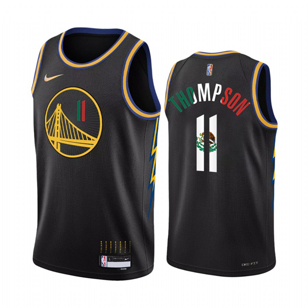 Personalized Men’s Golden State Warriors #11 Klay Thompson 2022 Black Special Mexico City Edition Stitched Jersey