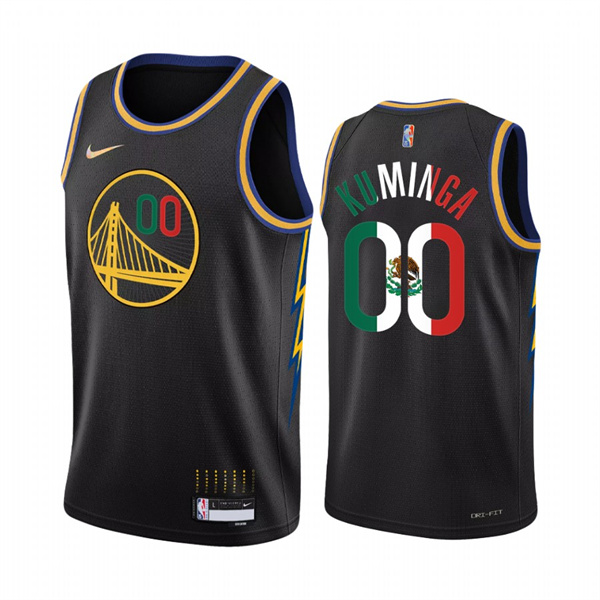 Personalized Men’s Golden State Warriors #00 Jonathan Kuminga 2022 Black Special Mexico City Edition Stitched Jersey