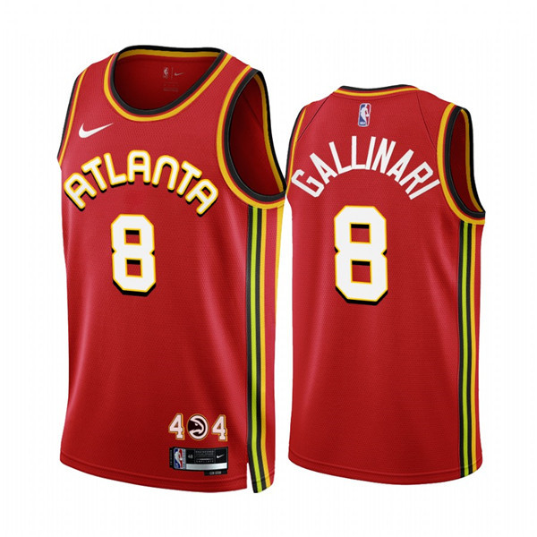 Personalized Men’s Atlanta Hawks #8 Danilo Gallinari 2022 23 Red Icon Edition Stitched Jersey