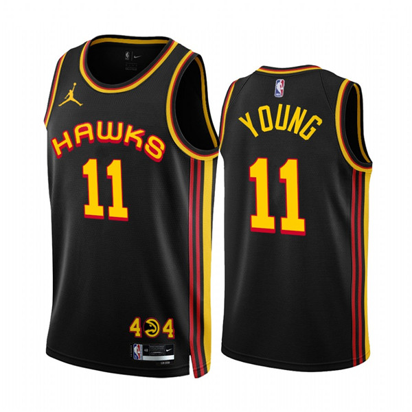 Personalized Men’s Atlanta Hawks #11 Trae Young 2022 23 Black Statement Edition Stitched Jersey