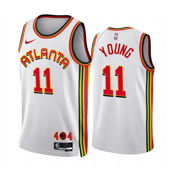 Personalized Men’s Atlanta Hawks #11 Trae Young 2022 23 White Association Edition Stitched Jersey