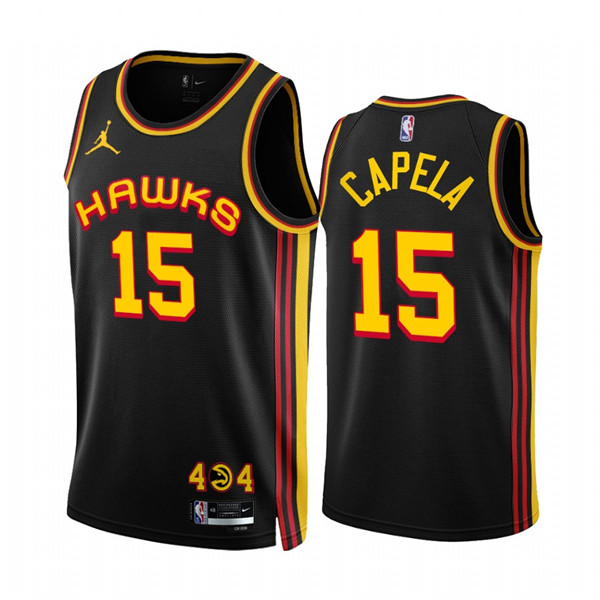 Personalized Men’s Atlanta Hawks #15 Clint Capela 2022 23 Black Statement Edition Stitched Jersey