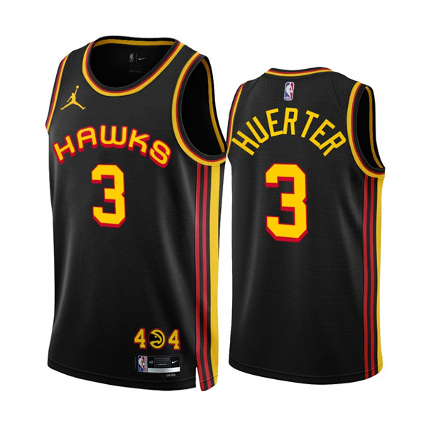 Personalized Men’s Atlanta Hawks #3 Kevin Huerter 2022 23 Black Statement Edition Stitched Jersey