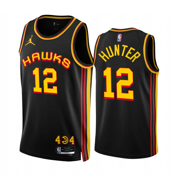 Personalized Men’s Atlanta Hawks #12 De’Andre Hunter 2022 23 Black Statement Edition Stitched Jersey