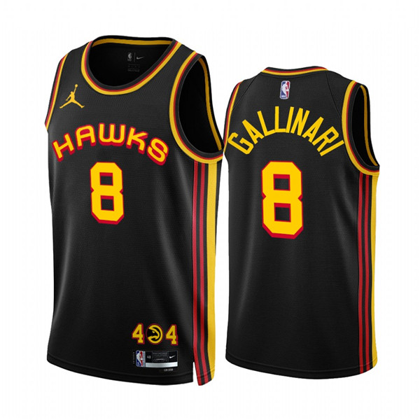Personalized Men’s Atlanta Hawks #8 Danilo Gallinari 2022 23 Black Statement Edition Stitched Jersey