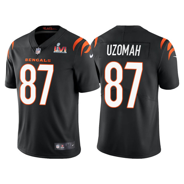 Personalized Men’s Cincinnati Bengals #87 C.J. Uzomah 2022 Black Super Bowl LVI Limited Stitched Jersey