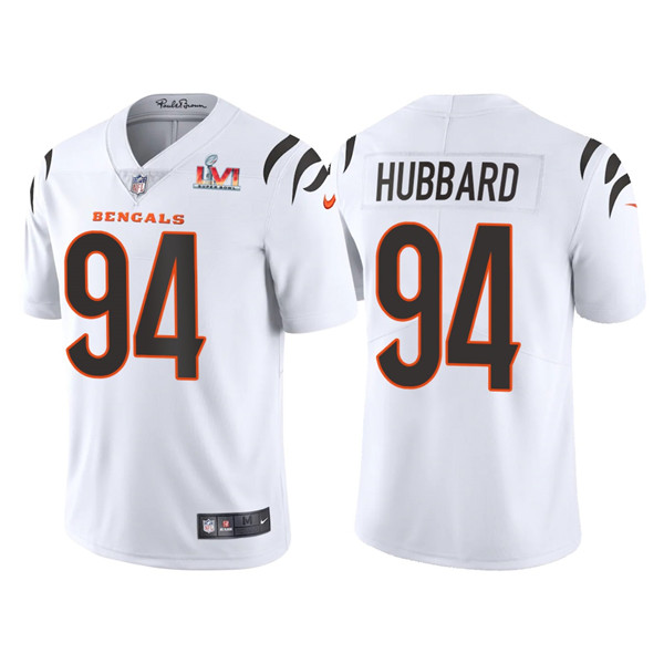 Personalized Men’s Cincinnati Bengals #94 Sam Hubbard 2022 White Super Bowl LVI Limited Stitched Jersey