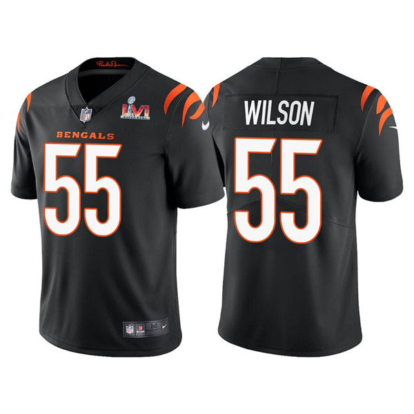 Personalized Men’s Cincinnati Bengals #55 Logan Wilson 2022 Black Super Bowl LVI Limited Stitched Jersey