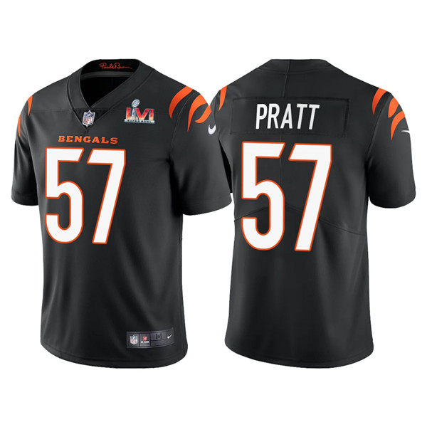 Personalized Men’s Cincinnati Bengals #57 Germaine Pratt 2022 Black Super Bowl LVI Limited Stitched Jersey