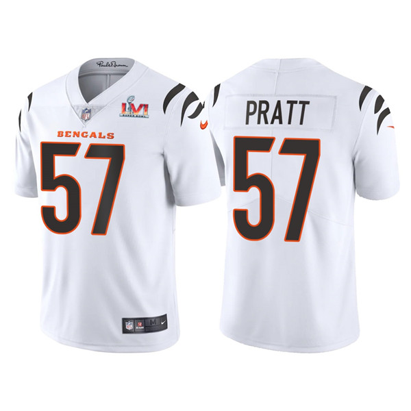 Personalized Men’s Cincinnati Bengals #57 Germaine Pratt 2022 White Super Bowl LVI Limited Stitched Jersey