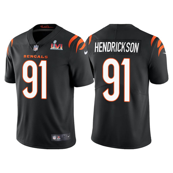 Personalized Men’s Cincinnati Bengals #91 Trey Hendrickson 2022 Black Super Bowl LVI Limited Stitched Jersey