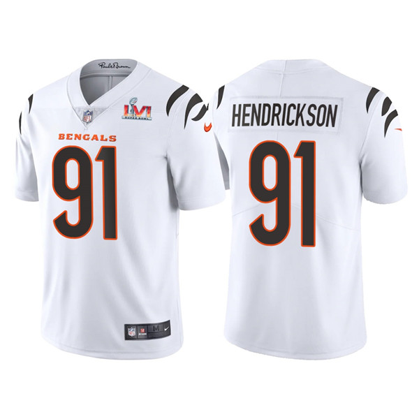 Personalized Men’s Cincinnati Bengals #91 Trey Hendrickson 2022 White Super Bowl LVI Limited Stitched Jersey