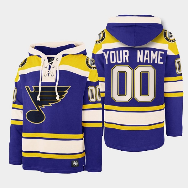 Personalized Men’s St. Louis Blues Active Player Blue Ageless Must-Have Lace-Up Pullover HoodieS