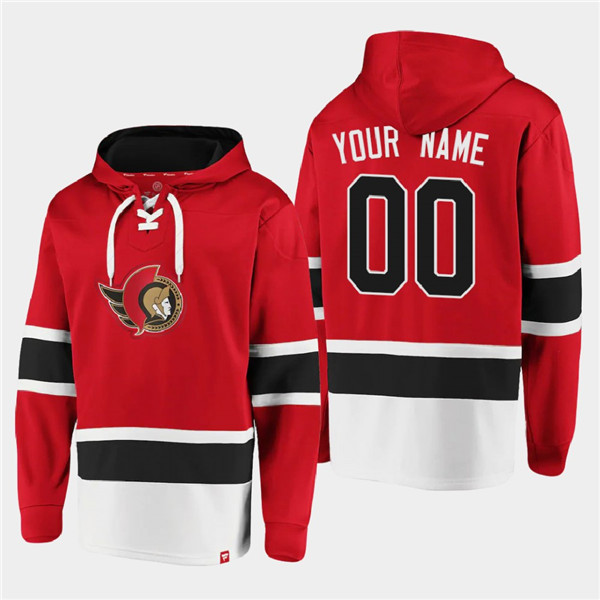 Personalized Men’s Ottawa Senators Active Player Red Ageless Must-Have Lace-Up Pullover Hoodie