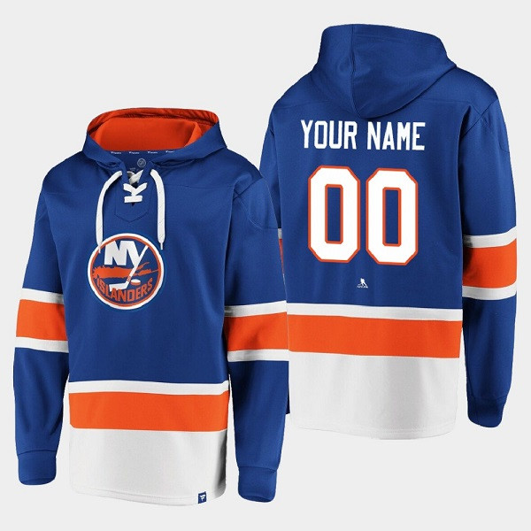 Personalized Men’s New York Islanders Active Player Royal Ageless Must-Have Lace-Up Pullover Hoodie