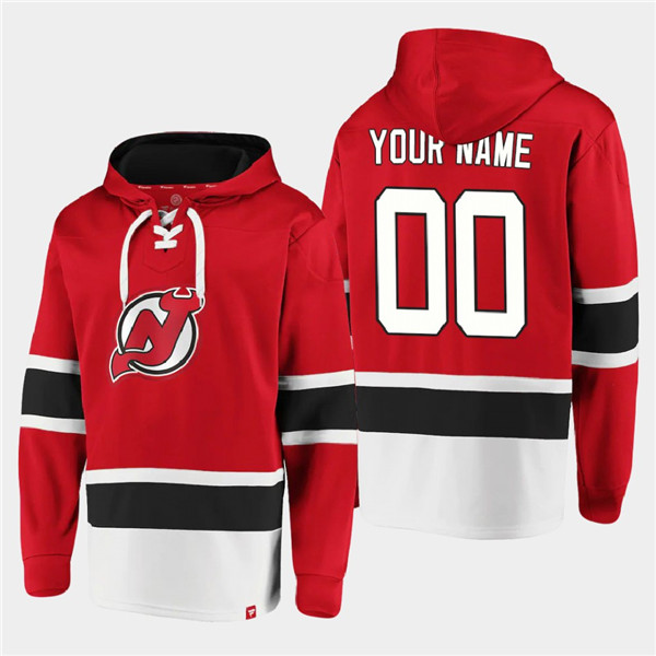 Personalized Men’s New Jersey Devils Active Player Red Ageless Must-Have Lace-Up Pullover Hoodie