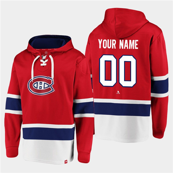 Personalized Men’s Montreal Canadiens Active Player Red Ageless Must-Have Lace-Up Pullover Hoodie