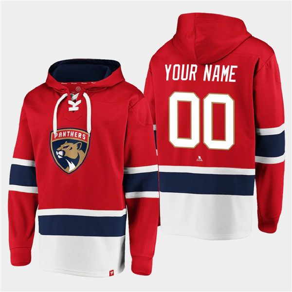 Personalized Men’s Florida Panthers Active Player Red Ageless Must-Have Lace-Up Pullover Hoodie