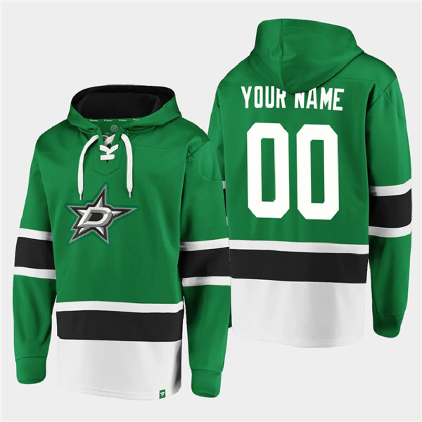 Personalized Men’s Dallas Stars Active Player Green Ageless Must-Have Lace-Up Pullover Hoodie