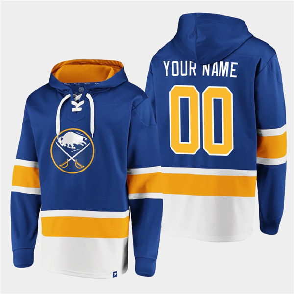 Personalized Men’s Buffalo Sabres Active Player Royal Ageless Must-Have Lace-Up Pullover Hoodie