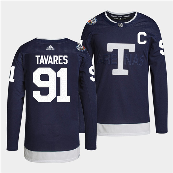 Personalized Men’s Toronto Maple Leafs #91 John Tavares 2022 Heritage Classic Navy Stitched Jersey