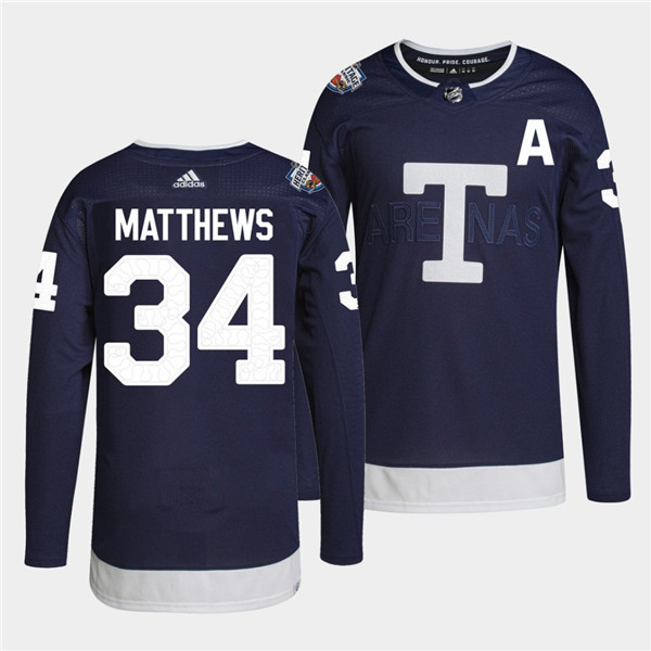 Personalized Men’s Toronto Maple Leafs #34 Auston Matthews 2022 Heritage Classic Navy Stitched Jersey