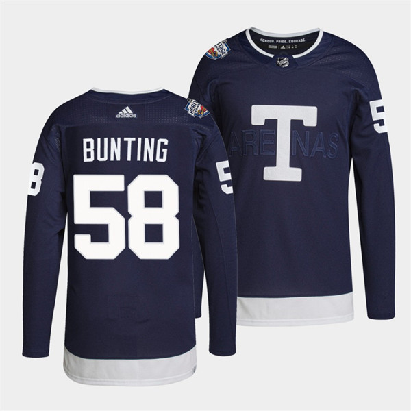 Personalized Men’s Toronto Maple Leafs #58 Michael Bunting 2022 Heritage Classic Navy Stitched Jersey