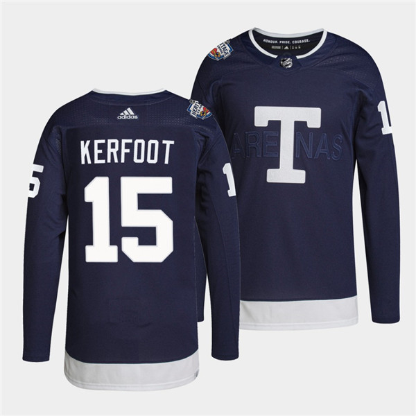 Personalized Men’s Toronto Maple Leafs #15 Alexander Kerfoot 2022 Heritage Classic Navy Stitched Jersey