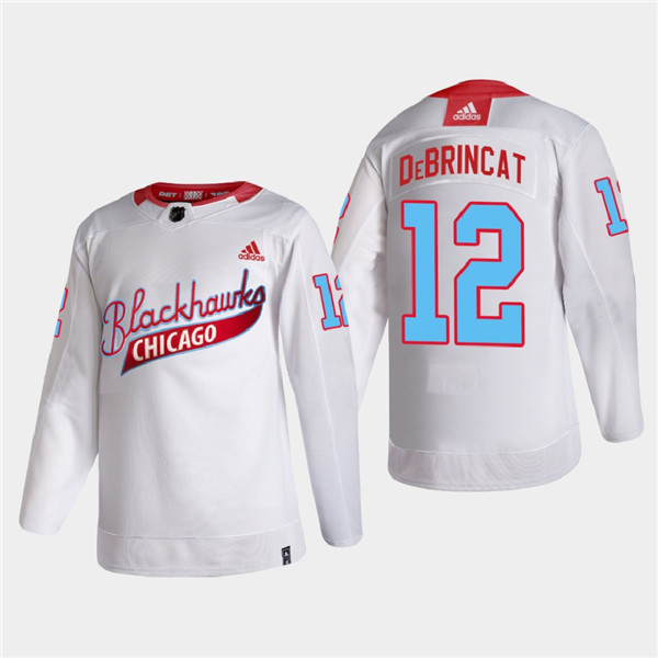 Personalized Men’s Chicago Blackhawks #12 Alex DeBrincat 2022 Community Night White Stitched Jersey