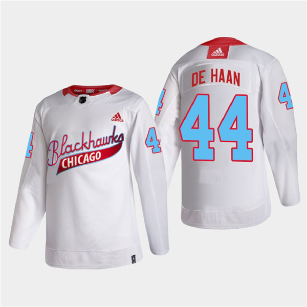 Personalized Men’s Chicago Blackhawks #44 Calvin De Haan 2022 Community Night White Stitched Jersey