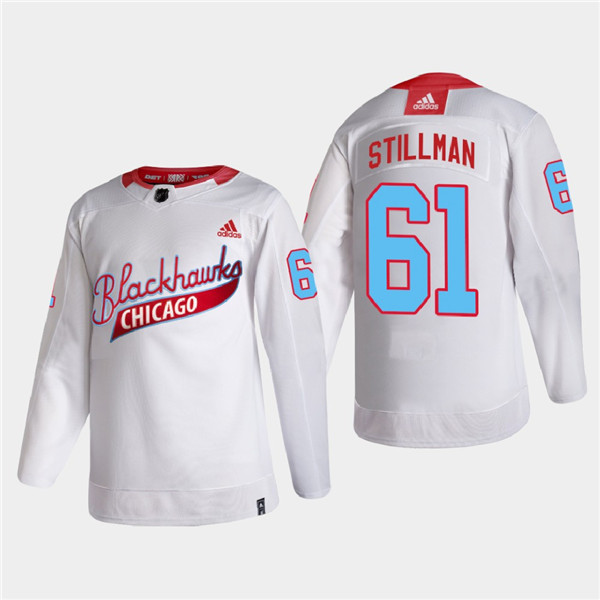 Personalized Men’s Chicago Blackhawks #61 Riley Stillman 2022 Community Night White Stitched Jersey