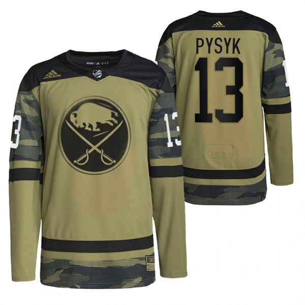 Personalized Men’s Buffalo Sabres #13 Mark Pysyk 2022 Camo Military Appreciation Night Stitched Jersey