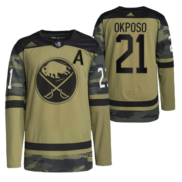 Personalized Men’s Buffalo Sabres #21 Kyle Okposo 2022 Camo Military Appreciation Night Stitched Jersey