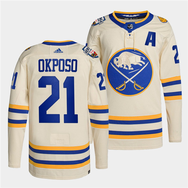 Personalized Men’s Buffalo Sabres #21 Kyle Okposo 2022 Cream Heritage Classic Stitched Jersey