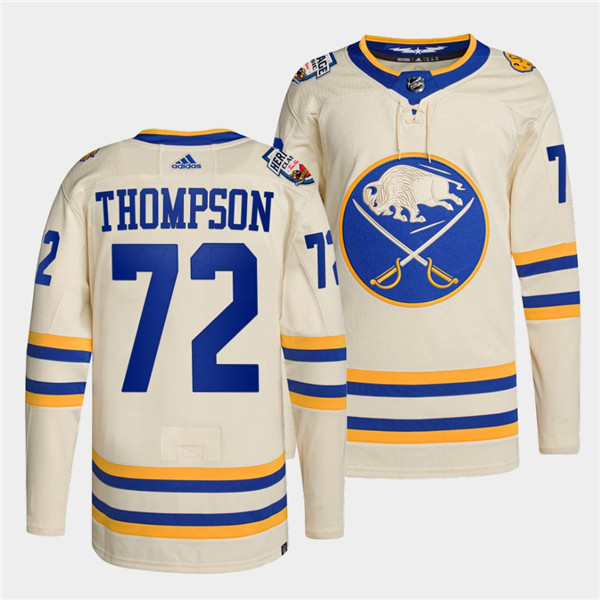 Personalized Men’s Buffalo Sabres #72 Tage Thompson 2022 Cream Heritage Classic Stitched Jersey