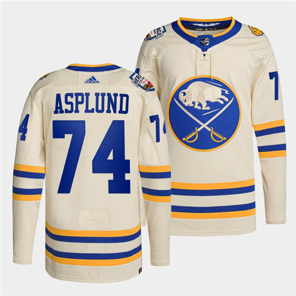 Personalized Men’s Buffalo Sabres #74 Rasmus Asplund 2022 Cream Heritage Classic Stitched Jersey